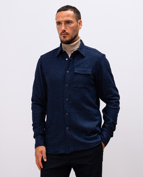 Kiton Синяя рубашка с шерстью и шелком UMCBUBAK0170E