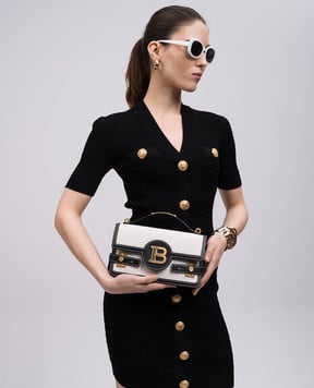 Balmain Біла комбінована сумка Raffia B-Buzz EN0DA829TRHS