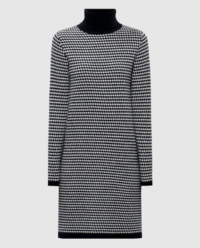 Allude Черное платье миди с шерстью и кашемиром в геометрический узор. 24517022