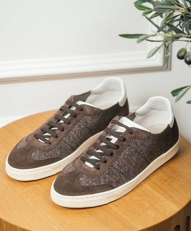 Brunello Cucinelli Коричневые кроссовки с логотипом логотип MZUKVTN286 изображение 7