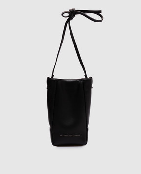 Brunello Cucinelli Чорна шкіряна сумка-міні з логотипом MWTKD2739P