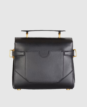Balmain Черная кожаная сумка-сетчел B-Buzz 23 с монограммой логотипа DN1DB526LAVE