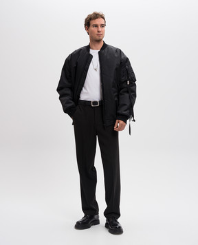 Ann Demeulemeester Черный бомбер Raphael с принтом CO02MJA4537FA551