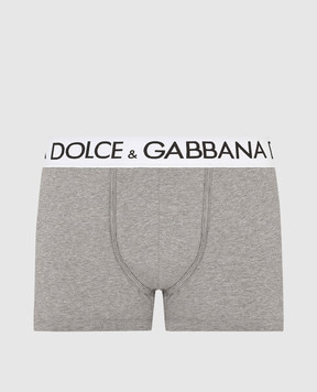 Dolce&Gabbana Серые меланжевые трусы-боксеры с логотипом M4B97JONN97