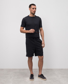 Canali Синяя футболка из льна MJ02244T0869