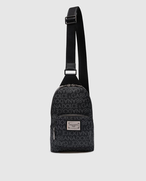 Dolce&Gabbana Чорна шкіряна сумка-слінг з металевим логотипом BM2295AJ705