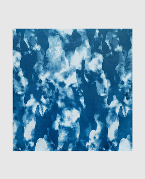 Jan Jan Van Essche Синя хустка із шовку в абстрактний візерунок SCARF32