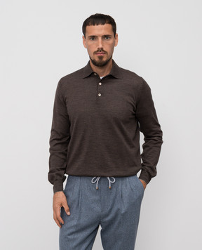Brunello Cucinelli Коричневое поло из шерсти и кашемира M2400295