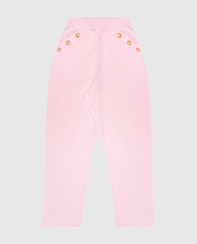 Balmain Детские розовые спортивные брюки с брендовыми заклепками. BW6A20Z0114