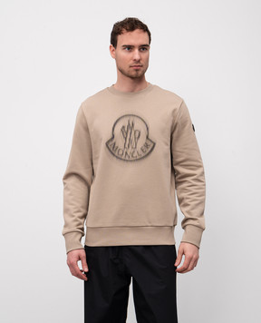 Moncler Бежевый свитшот с принтом логотипа K10918G00007809KR