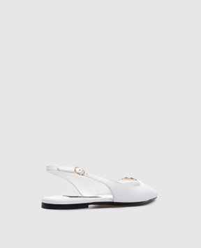 Dolce&Gabbana Білі шкіряні слінгбеки з металевим логотипом DG CG0795A1953