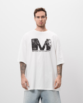 Maison Margiela MM6 Біла футболка з контрастним принтом логотипа SH0GC0048S24312