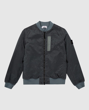 Stone Island Дитячий зелений бомбер зі знімним патчем логотипа 81164091968