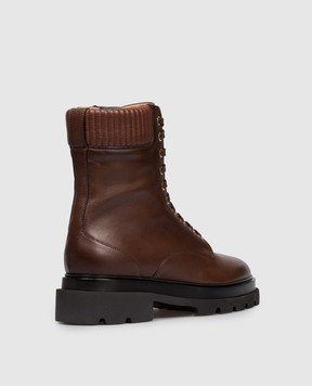 Santoni Коричневі шкіряні черевики WTEI71714GOMNLGA