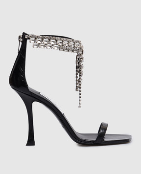 Jimmy Choo Черные кожаные лакированные босоножки Verity 100 VERITYSANDAL100BYK