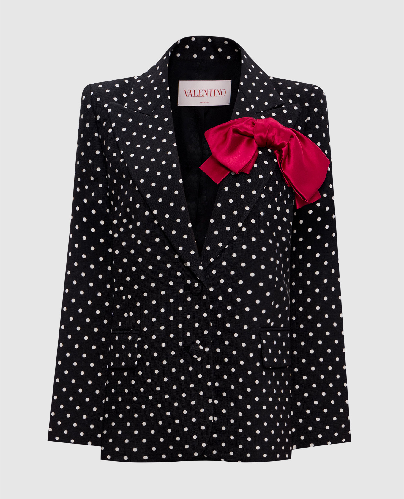 

Черный жакет в горохе с бантом., Жакеты