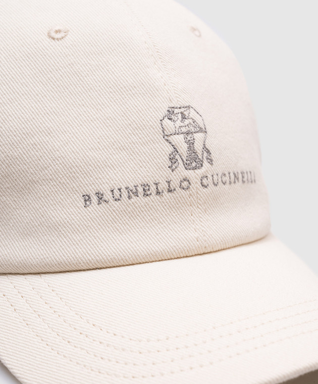 Brunello Cucinelli Бежевая кепка с вышивкой логотипа M277P9850 изображение 4