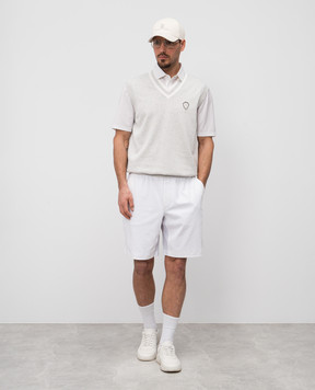 Brunello Cucinelli Сірий жилет з нашивкою емблеми логотипа M29203607F