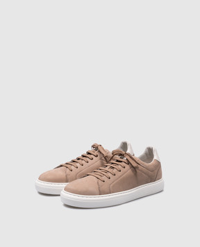 Brunello Cucinelli Коричневые кеды из нубука с логотипом. MZUDBTJ264