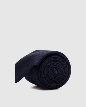Brunello Cucinelli Синий галстук из шелка в узор. MV8950018