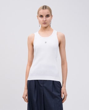 Givenchy Белый топ в рубчике с эмблемой BW70CH3YQS