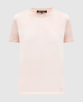 Loro Piana Розовая футболка с вышивкой логотипа монограммы. FAM7984