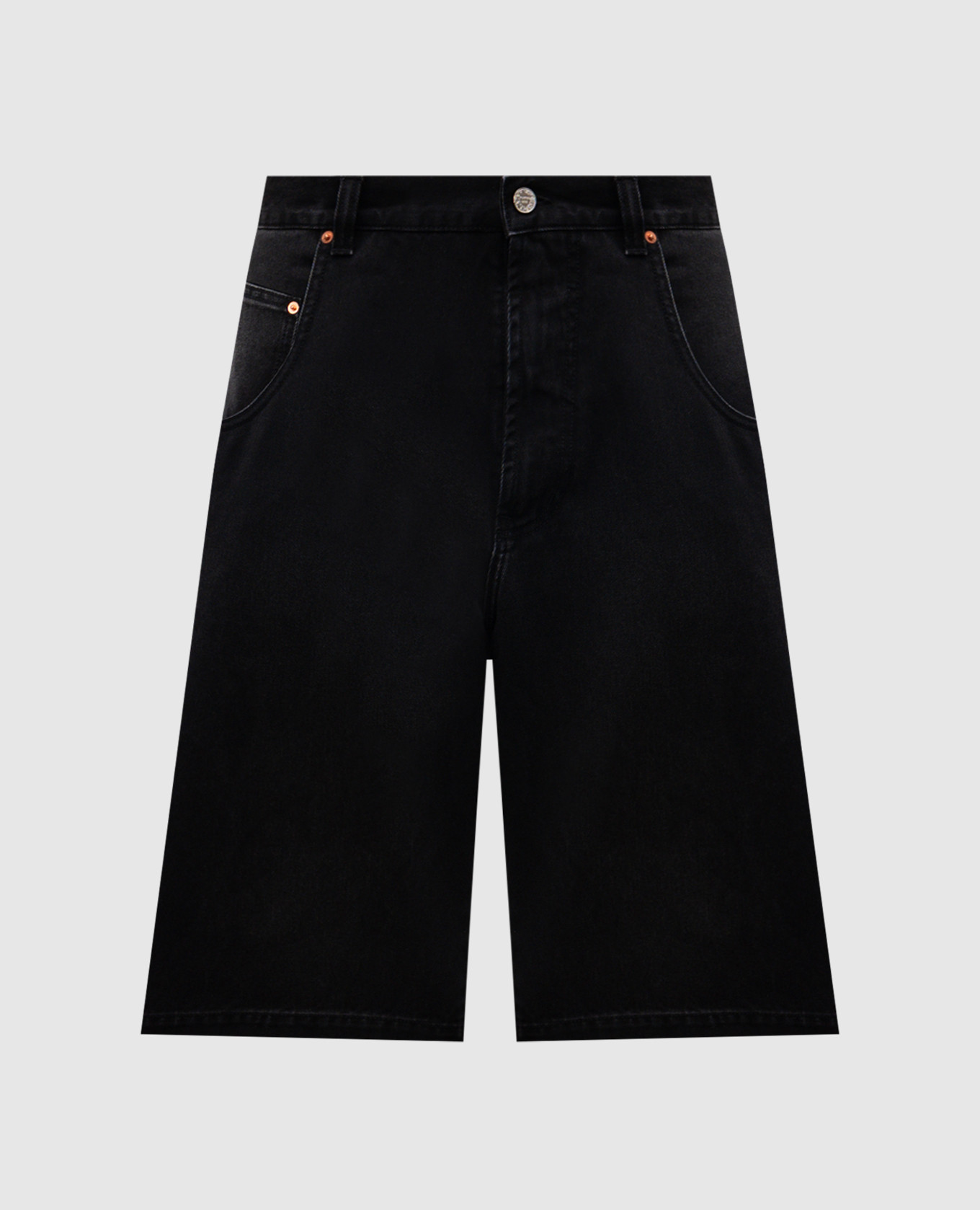 

Черные джинсовые шорты с эффектом потертости, Черный, Шорты