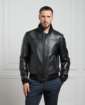 Cashmere&Whiskey Черная кожаная куртка BOMBERPELLE4