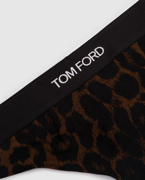 Tom Ford Черные трусики-тонг с анималистическим принтом. KNJ009JEP030