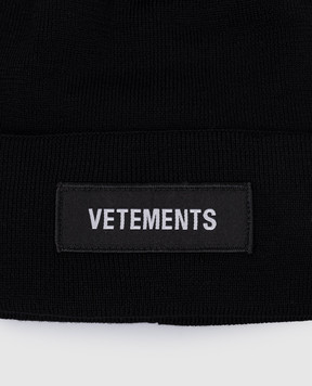 Vetements Черная шапка из шерсти с нашивкой логотипа UA65HA100B