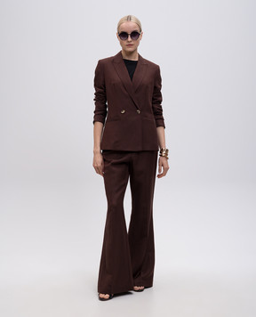 Twinset Коричневые брюки клеш с льном 251LL2BHH