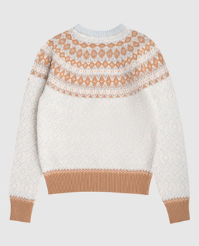 Moncler ENFANT Дитячий блакитний светр з вовни у візерунок K29549C00008M45051214
