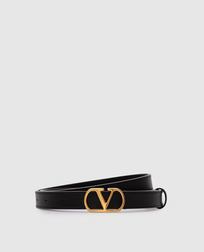 Valentino Чорний шкіряний пояс з емблемою VLogo 7W2T0SM7IYR