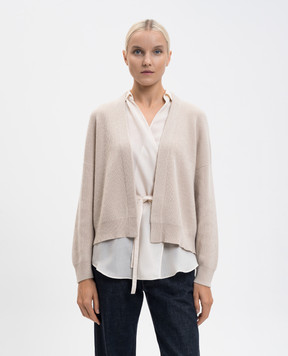 Brunello Cucinelli Бежевий кардиган з кашеміру з блузою M12213506