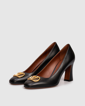 Valentino Чорні шкіряні туфлі з логотипом 7W2S0MD9DSH