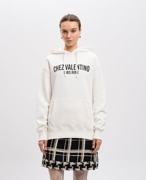 Valentino Белые худи с принтом CHEZ VALENTINO 6B3MF24D960