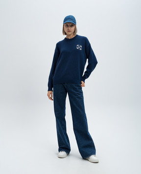 Off-White Синий свитер Wo Ws из шерсти и кашемира OWHE104F24KNI001