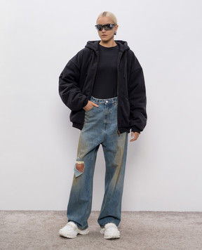Vetements Чорний лонгслів з вишивкою логотипа WH76LS570B