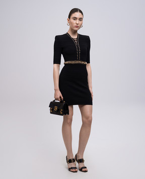 Balmain Чорна сукня з ланцюгом EF0R6039KI44