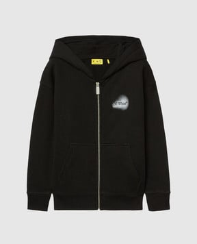 Off-White Дитяча чорна спортивна куртка з принтом OBBE001S25FLE002