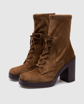 Stuart Weitzman Коричневі замшеві ботильйони EVERITT 80 SJ307