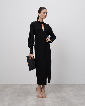 Twinset Чорна сукня міді з фігурним вирізом 242TT2321