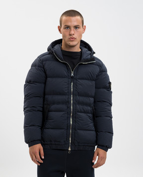 Stone Island Синий стеганый пуховик с патчем логотипа K2S154100040S0028