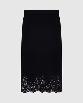 Twinset Чорна спідниця міді з мереживом 252TP3390