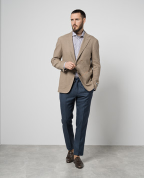 Canali Коричневый блейзер с льном CU0501823273