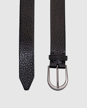 Brunello Cucinelli Черный кожаный ремень с цепочкой мониль M0JUMC31G