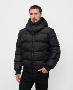 Balmain Черная куртка в узор PB Labyrinthe со съемными рукавами FH1TP161XB11