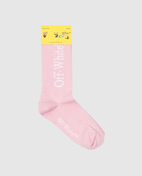 Off-White Детские розовые носки с узором логотипа OGRA003F24KNI001