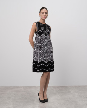 Alaia Черное платье с контрастным узором 6H9RG77CM273