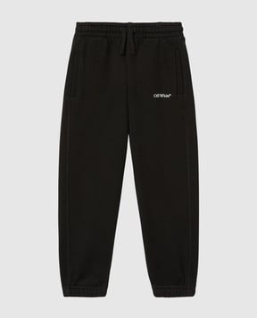 Off-White Дитячі чорні спортивні штани з принтом логотипа OBCH001S25FLE001